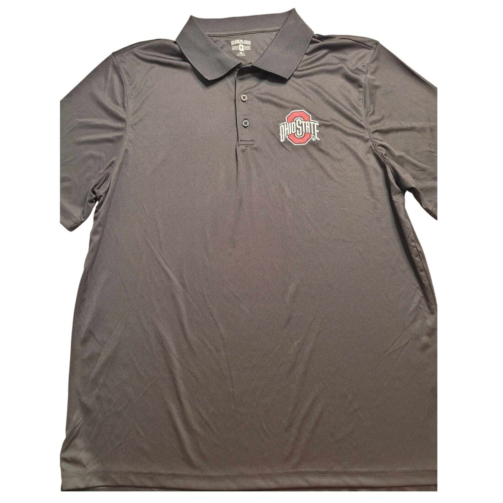 Mens‎ Scarlet & Gray Ohio State Buckeyes Black Pullover Polo Shirt Size XL